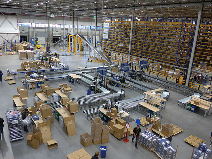 BestConnect system moving packages in a warehouse